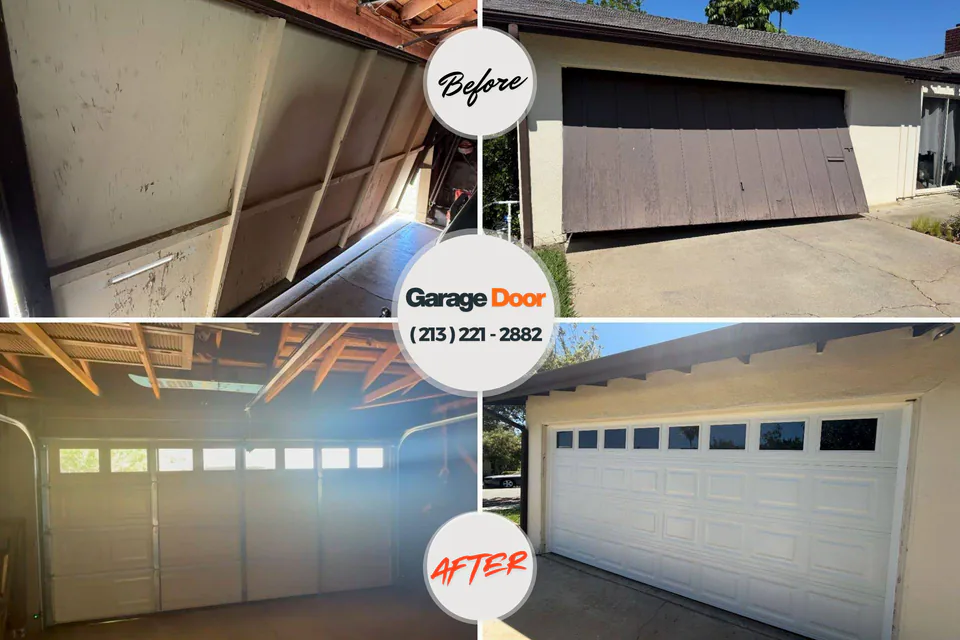 Before and after: garage door repair North Lynnwood, WA